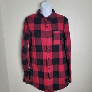 On the Byas Flannel Women's Small Red Black Button Down Shirt